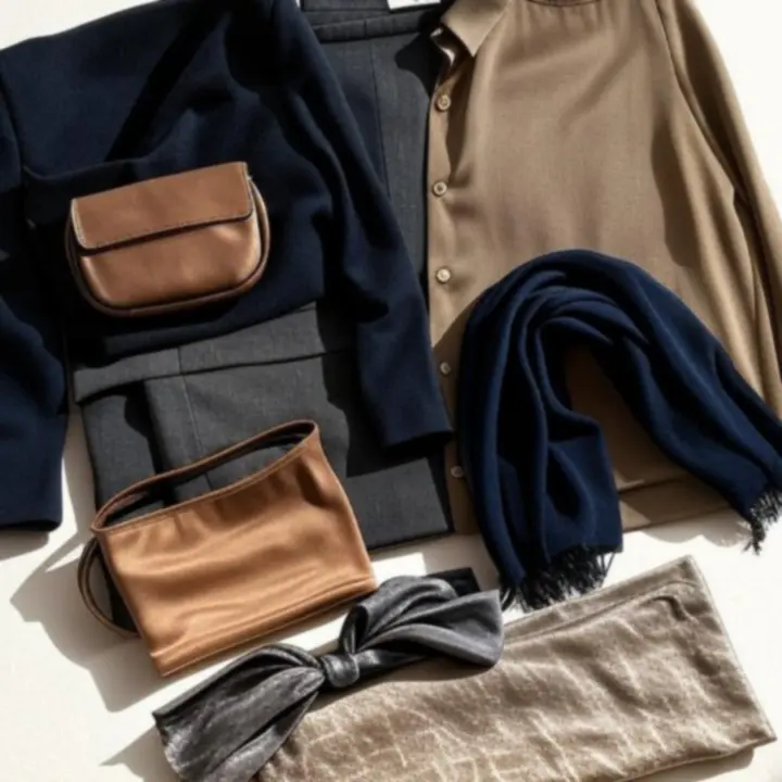 Flatlay of Styleverto seasonal clothing and accessories collection